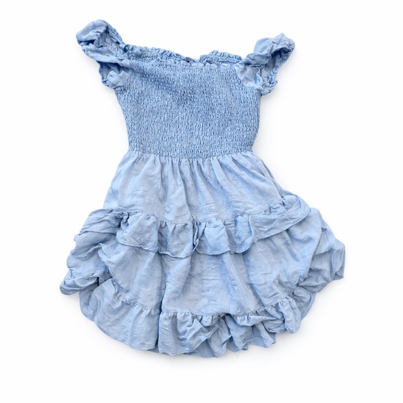 Windsor Cottagecore Blue Smocked Ruffle Dress XL Like New - Picture 2 of 3